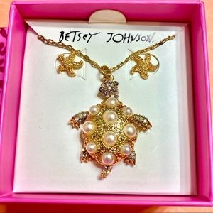 Betsey Johnson Turtle Necklace & Starfish Earrings